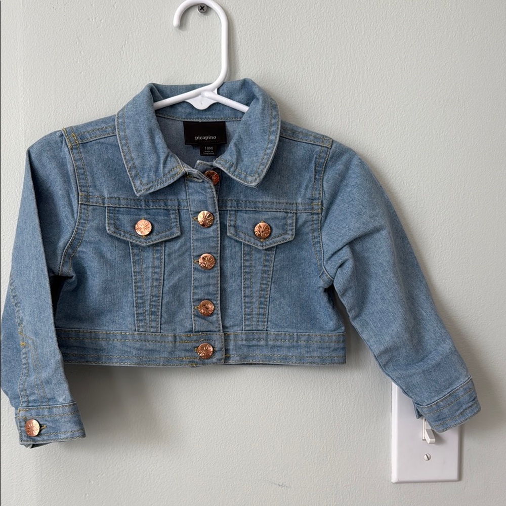 Picapino Toddler girls Blue Jean Jacket Classic Denim Style